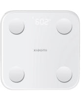 Xiaomi body composition smart scale in white with a digital display showing weight